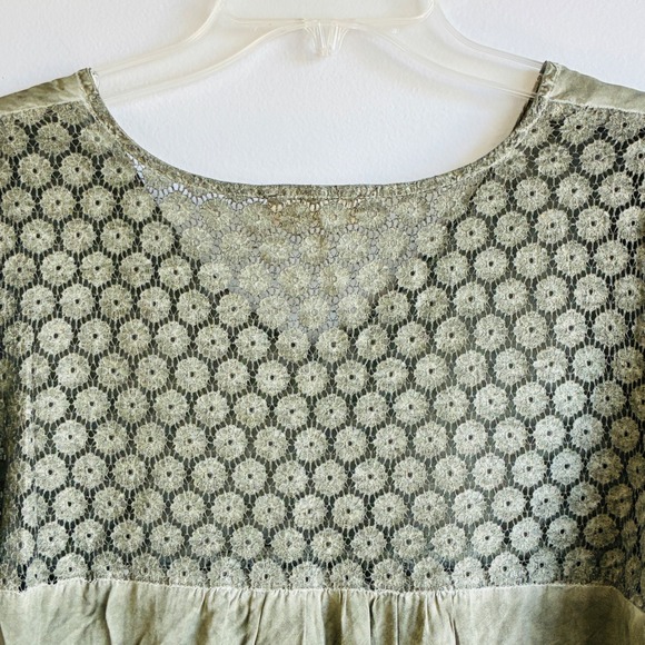 Altar'd State Embroidered Lace Top Shirt Women Small Green Boho Festival - Picture 5 of 9
